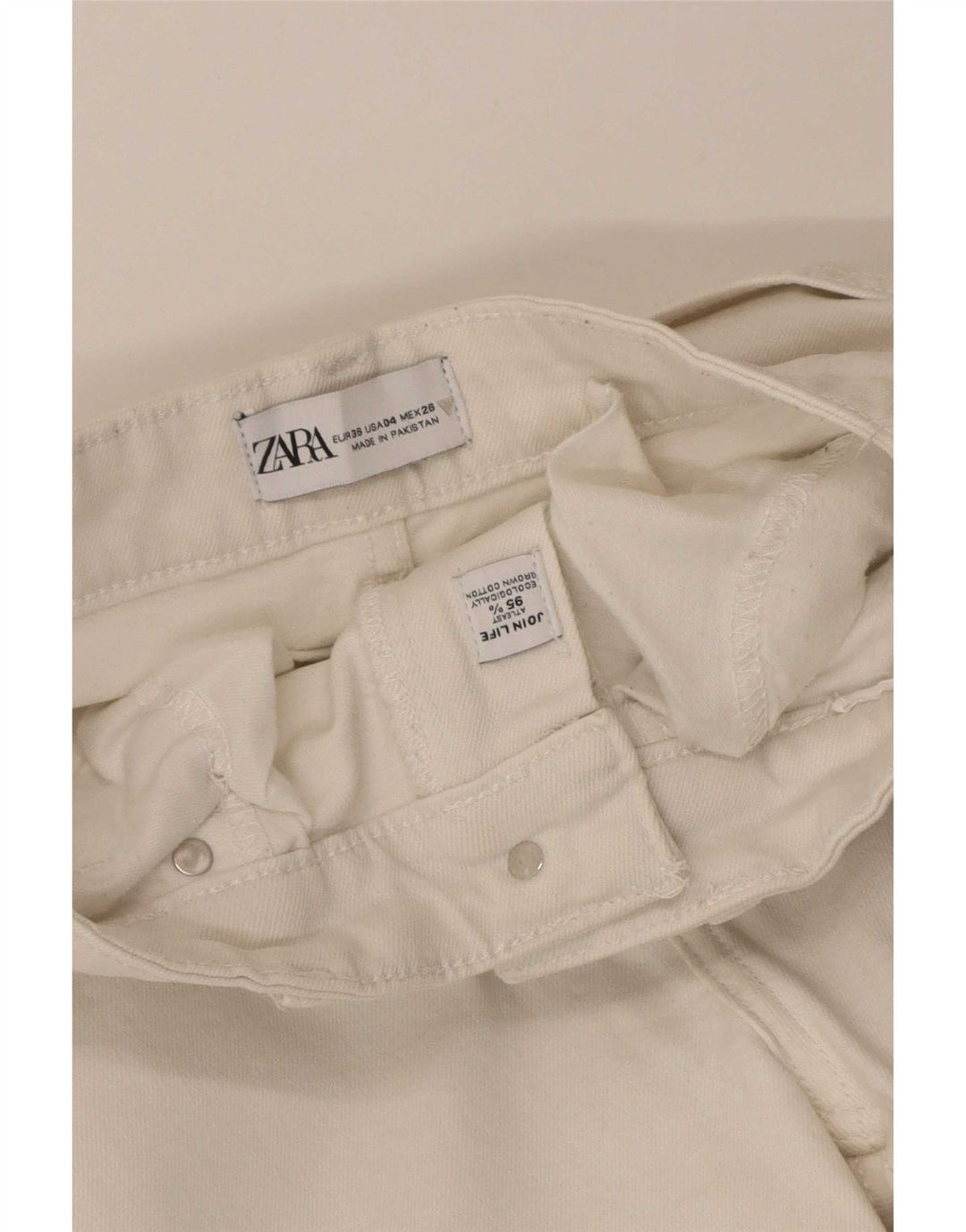 Zara Damen Schlagjeans EU 36 XS W26 L25 Weiße Baumwolle
