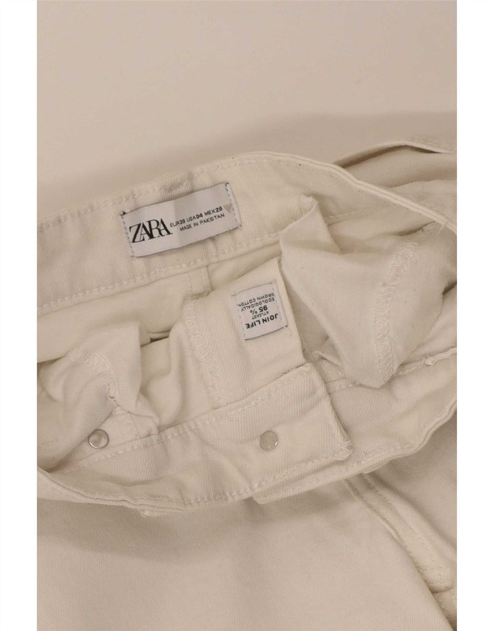 Zara Damen Schlagjeans EU 36 XS W26 L25 Weiße Baumwolle
