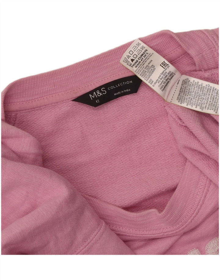 Marks & Spencer Grafik-Sweatshirtpullover für Damen, UK 12, mittelrosa gefleckt