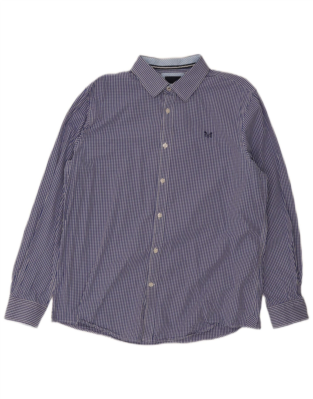 Crew Clothing Herren-Hemd mit klassischer Passform, groß, blaues Gingham-Baumwolle