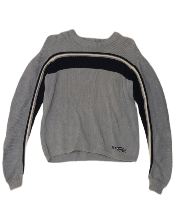 Zara Jungen-Pullover mit Rundhalsausschnitt, 9–10 Jahre, blau gestreift, Baumwolle, Retro