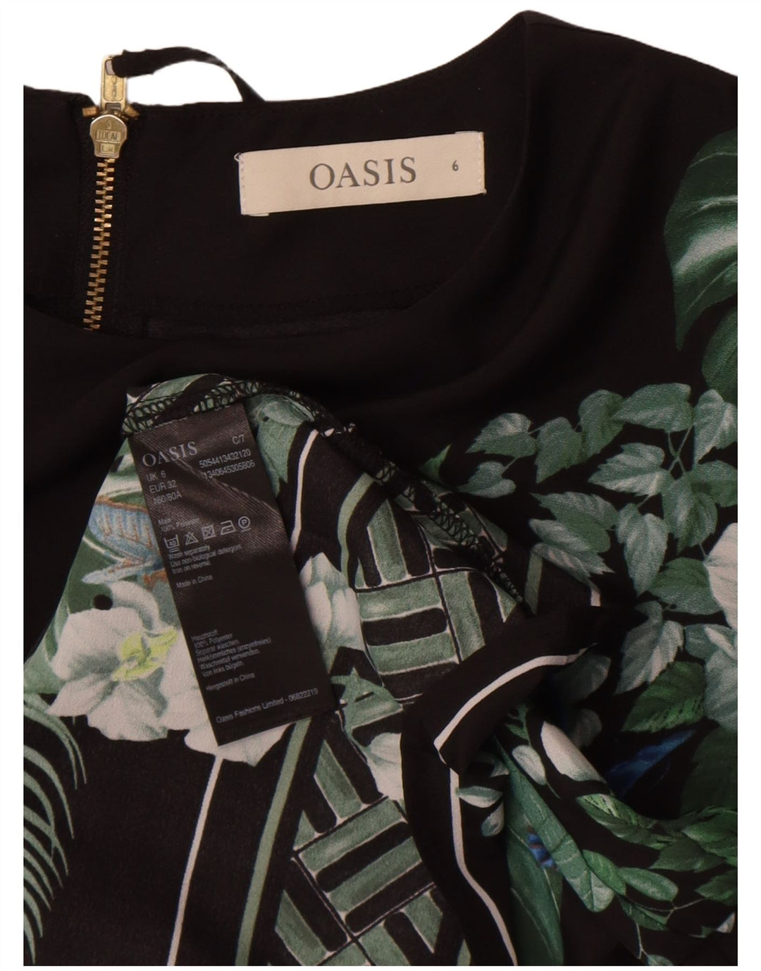 Oasis Damen Blusenoberteil UK 6 XS Schwarz geblümtes Polyester