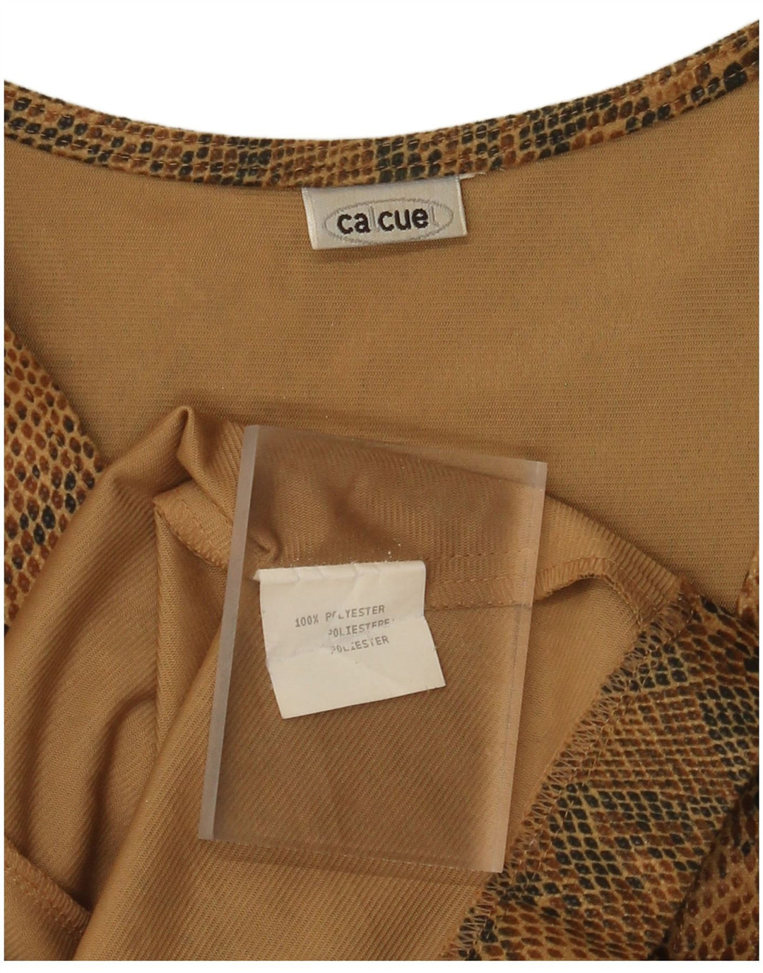 VINTAGE Damen Weste UK 18 XL Braunes Polyester mit Animal-Print