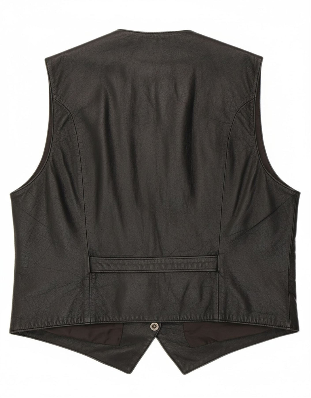 VINTAGE Mens Leather Waistcoat Large Black