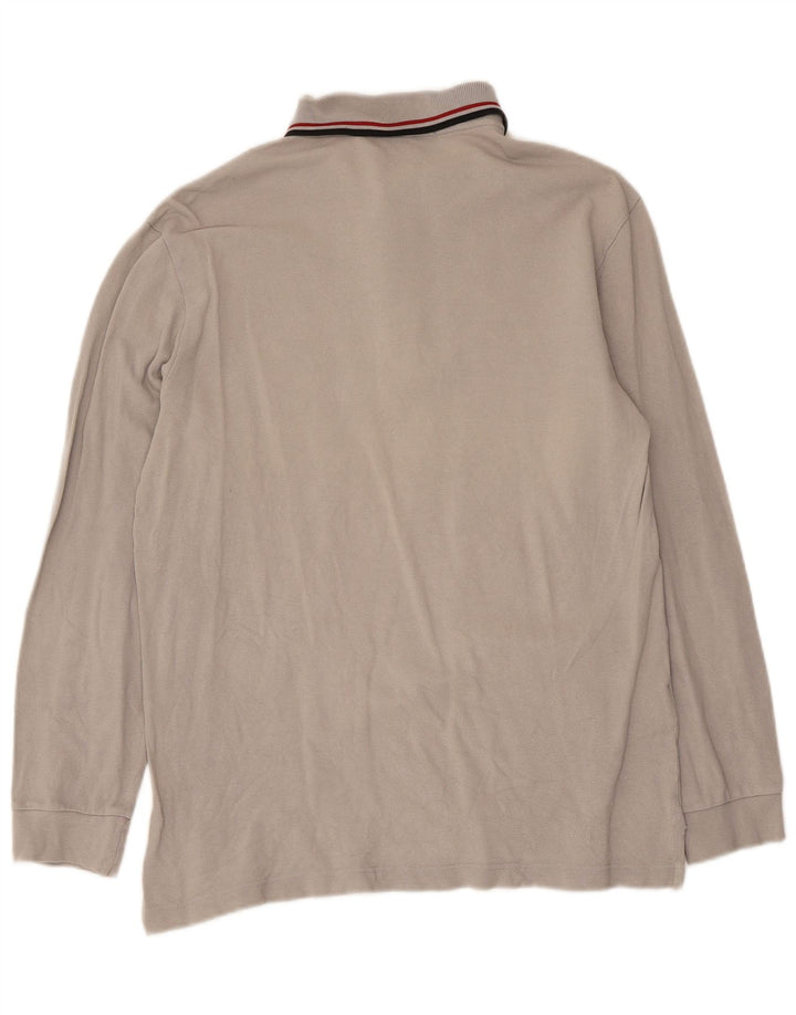 Fred Perry Herren-Langarm-Poloshirt, mittelgrau, Baumwolle, klassisch