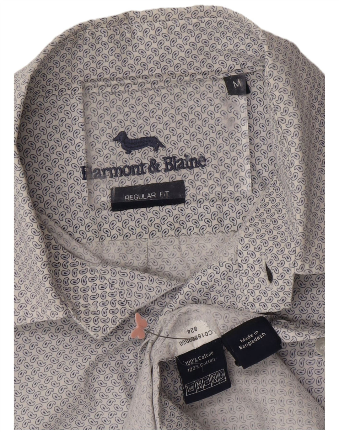 HARMONT & BLAINE Herren-Hemd mit normaler Passform, mittelweiße Paisley-Baumwolle