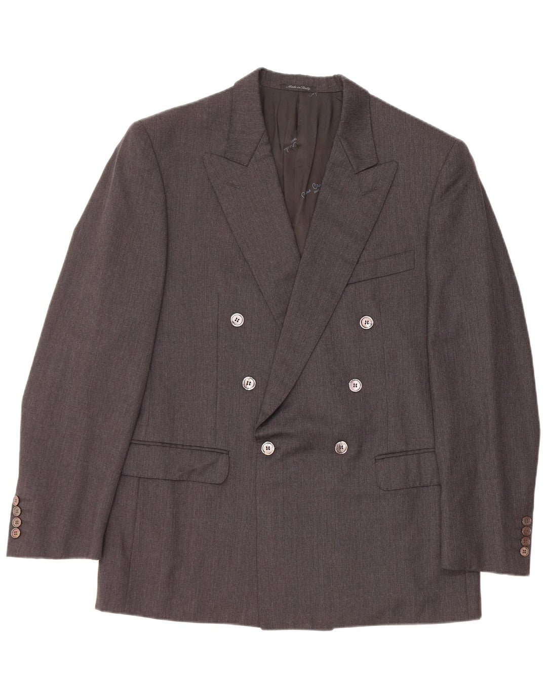 PIERRE CARDIN Herren-Zweireiher-Blazerjacke, EU 50, große graue Wolle