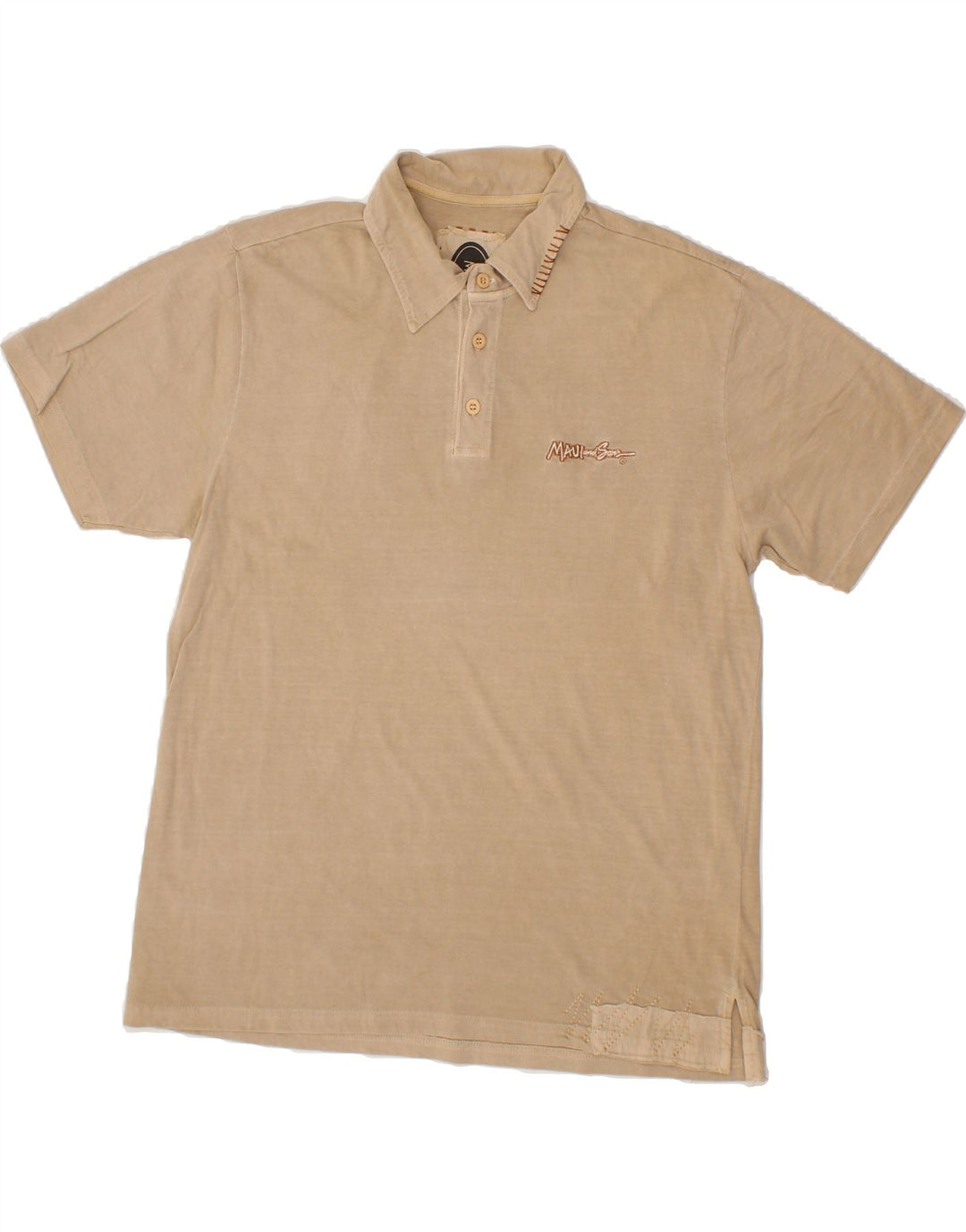 MAUI AND SONS Mens Polo Shirt Medium Beige Cotton Vintage Maui and Sons and Second-Hand Maui and Sons from Messina Hembry 