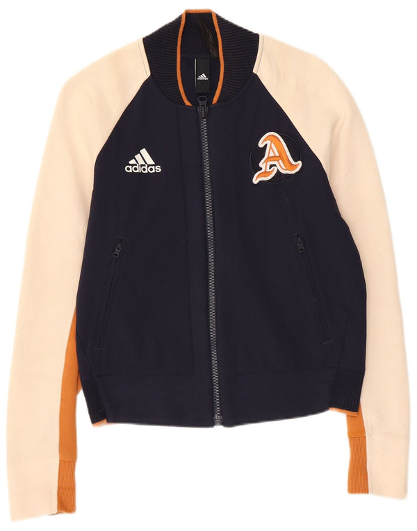 Adidas Damen Graphic Trainingsanzug Top Jacke UK 4/6 XS Marineblau Farbblock