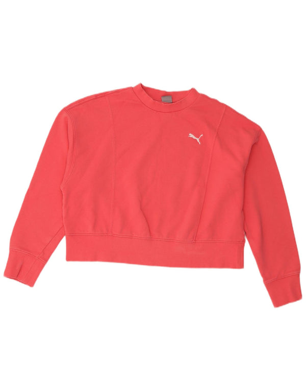 Puma Womens Loose Fit Crop Sweatshirt Jumper UK 14 Medium Pink Cotton