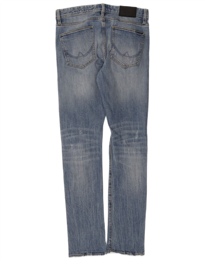 SUPERDRY Herren Distressed Slim Jeans W30 L32 Blaue Baumwolle