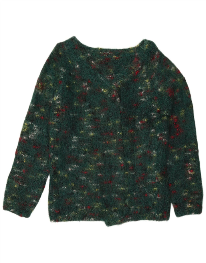 Vintage Damen Pullover Pullover UK 14 Mittelgrün meliert