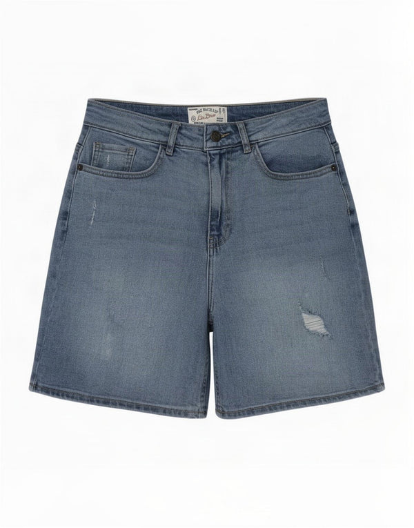 Fat Face Damen Darley Denim-Shorts mit hoher Taille, UK 10, Größe S, W28, Blau