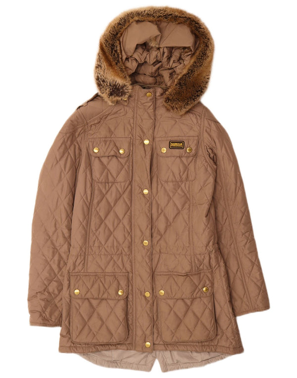 BARBOUR Damen-Steppmantel mit Kapuze, Gr. 8, Beige, Polyester