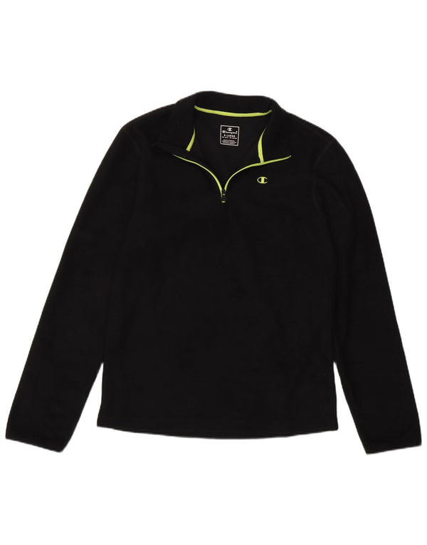 Champion Mädchen-Fleecepullover mit Reißverschluss am Hals, 13–14 Jahre, XL, schwarzes Polyester
