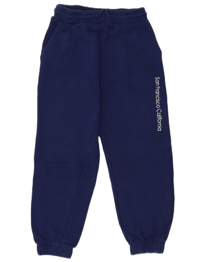 Zara Herren-Trainingshose mit Grafik, mittelblaue Baumwolle, mittelblau