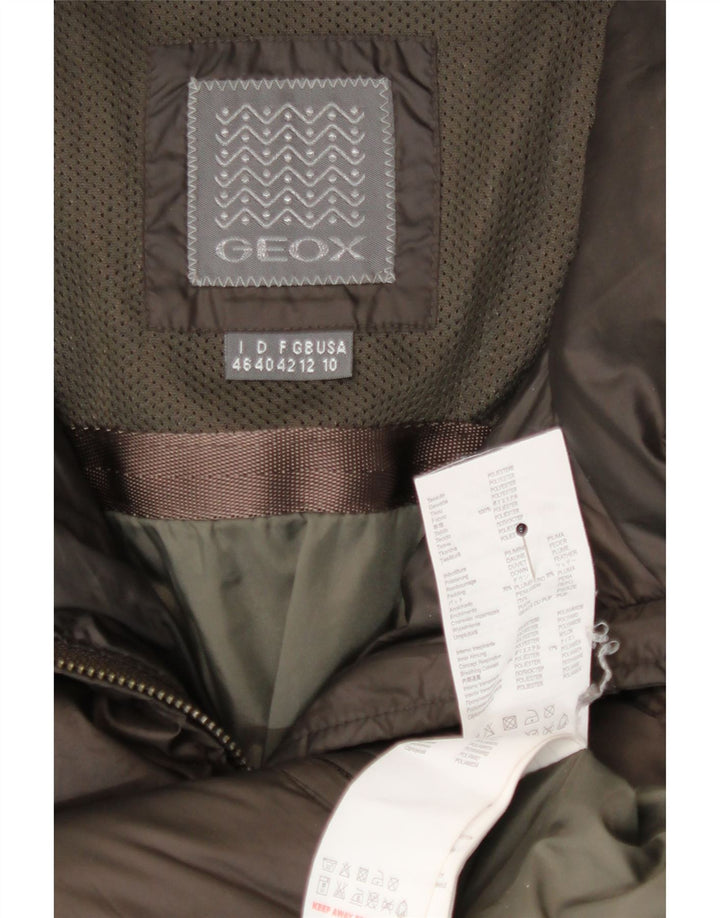 Geox Womens Hooded Wattierter Mantel UK 12 Mittelbraunes Polyester