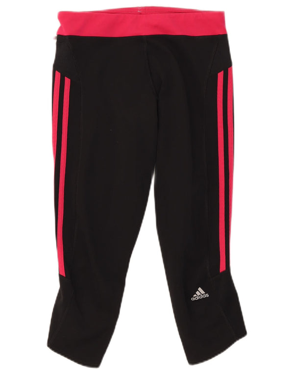 Adidas Damen Capri-Leggings UK 12 Mittelschwarzes Colourblock-Polyester