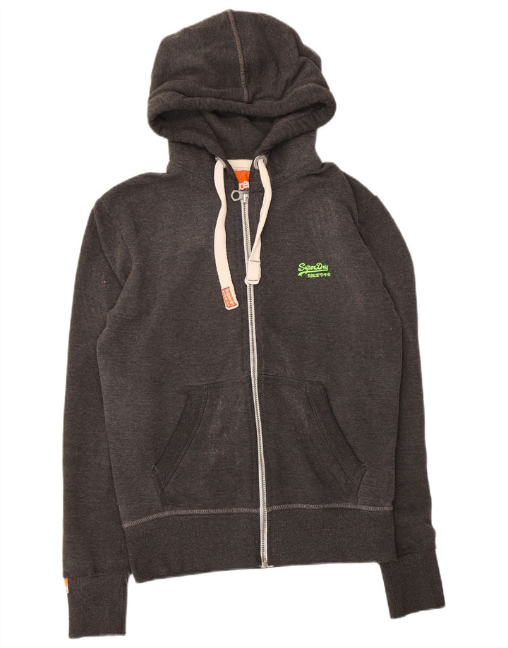 Superdry Herren-Kapuzenpullover mit Reißverschluss, Größe S, graue Baumwolle