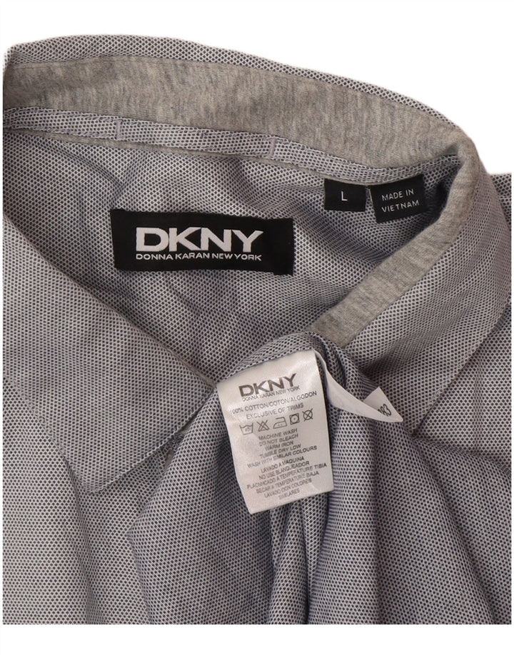 Dkny Herren-Hemd, groß, aus grauer Baumwolle