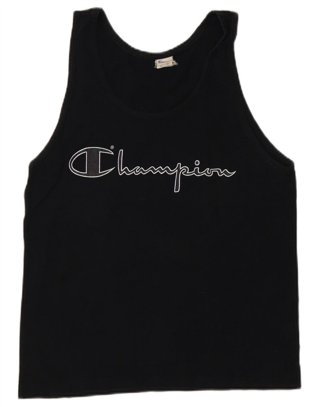CHAMPION Damen Grafik-Trägershirt UK 10 Small Schwarz Baumwolle