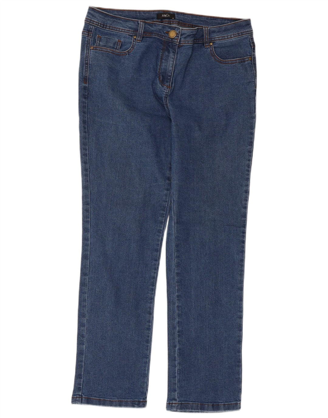 M&Co Damen Slim Jeans UK 12 Medium W34 L28 Blaue Baumwolle