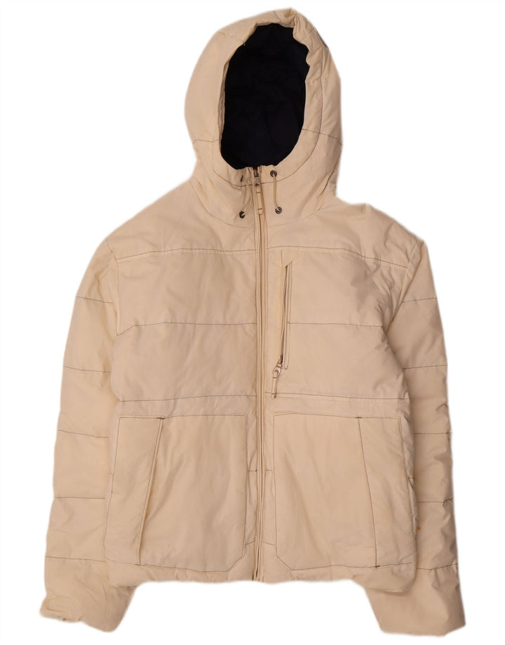 Murphy & Nye Damen-Jacke mit Kapuze, übergroß, wattiert, UK 16, Größe L, Beige, Baumwolle
