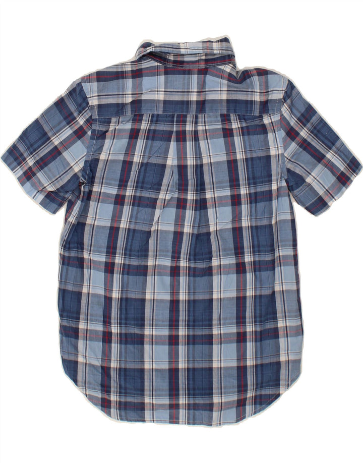 CHAPS Boys Short Sleeve Shirt 10-11 Years Medium Blue Check Cotton Vintage Chaps and Second-Hand Chaps from Messina Hembry 