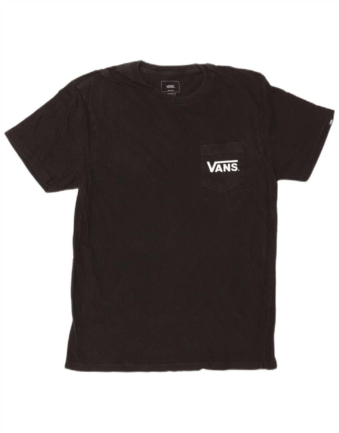 VANS Herren Custom Fit Grafik-T-Shirt-Oberteil aus mittelschwarzer Baumwolle