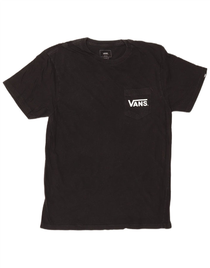 VANS Herren Custom Fit Grafik-T-Shirt-Oberteil aus mittelschwarzer Baumwolle