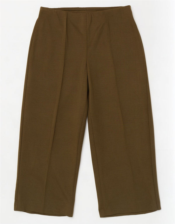 Marks & Spencer Damen-Hose mit weitem Bein, kurz geschnitten, UK 14, Größe L, W34, L25, Khaki