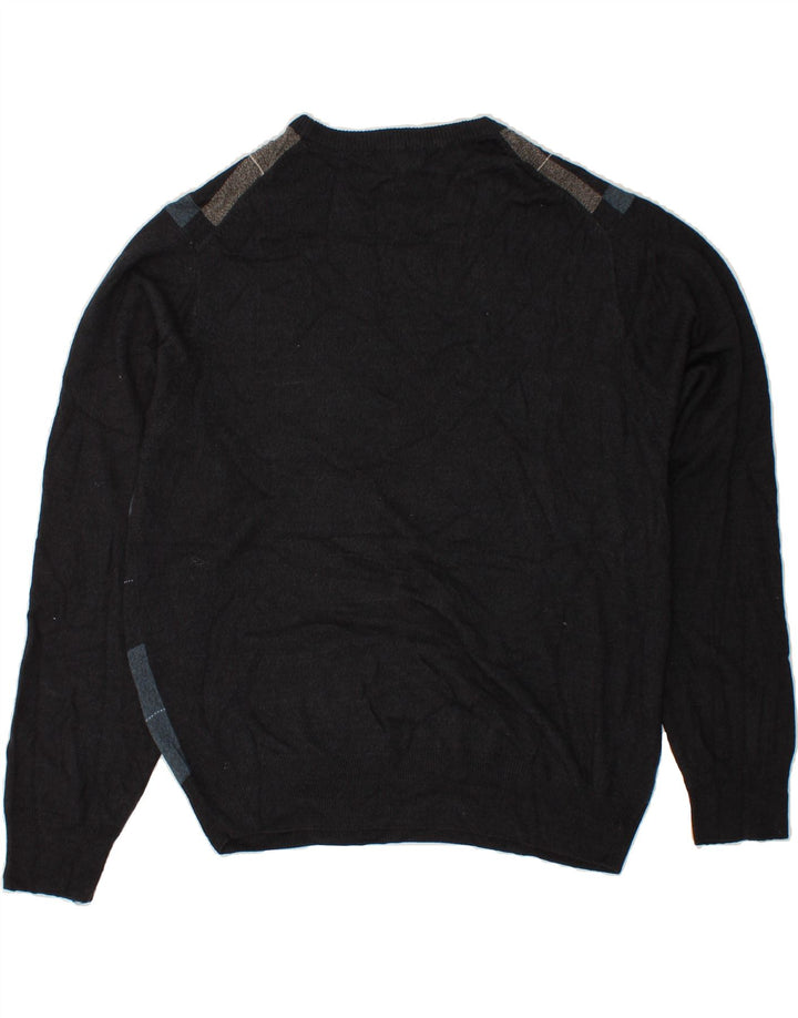 DOCKERS Herren-Pullover mit Rundhalsausschnitt, 2XL, graues Patchwork-Acryl