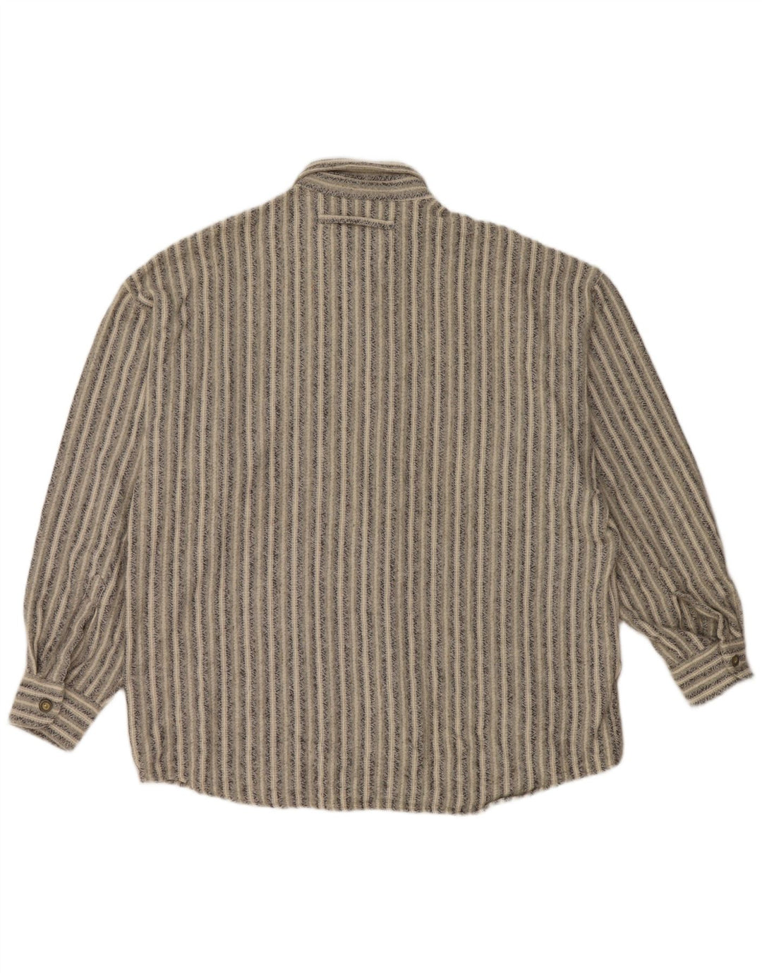 HAUPT Herren-Flanellhemd, Größe 41/42, große graue Nadelstreifen-Baumwolle