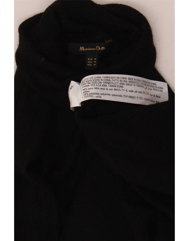 Massimo Dutti Damen-Pullover mit Rollkragen, UK 14, mittelschwarze Wolle