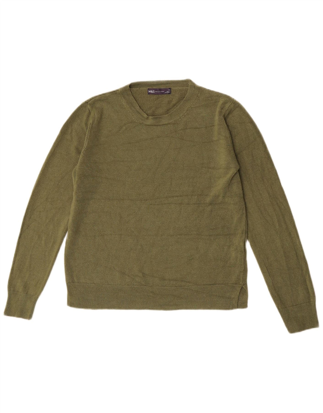 Marks & Spencer Damen-Pullover mit Rundhalsausschnitt, Gr. 12, Medium Khaki, Acryl
