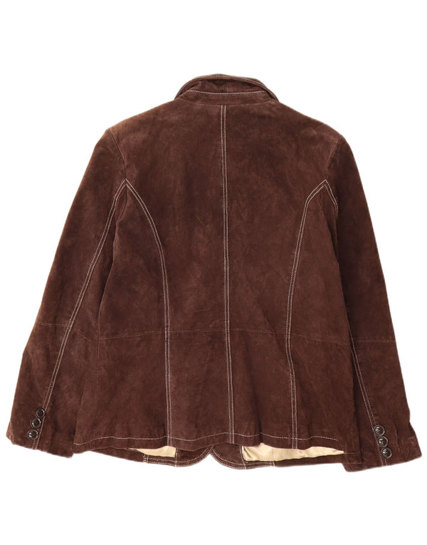 Yessica Damen-Blazerjacke aus Wildleder mit 3 Knöpfen, EU 46, XL, braunes Leder