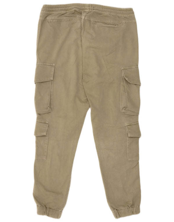 Zara Herren Jogger Cargo Hose XL W38 L27 Khaki Baumwolle