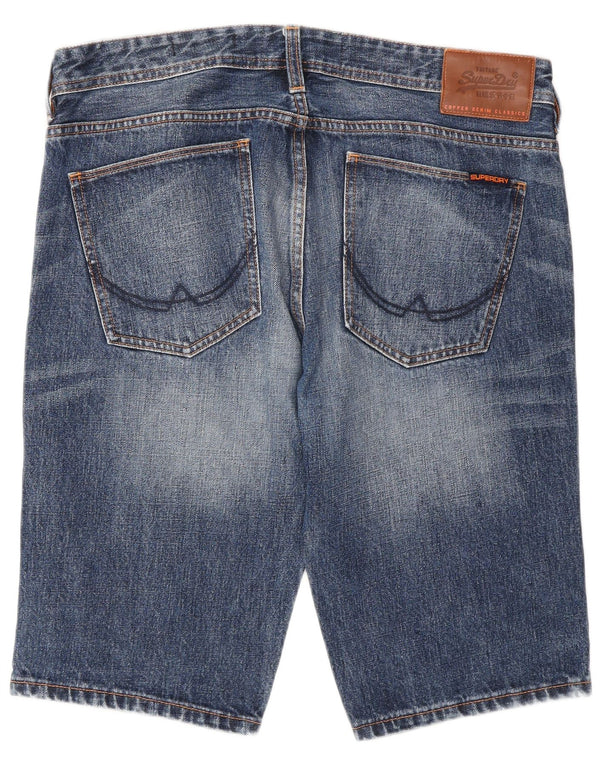 Superdry Herren Slim Denim Shorts W34 Large Blau Baumwolle