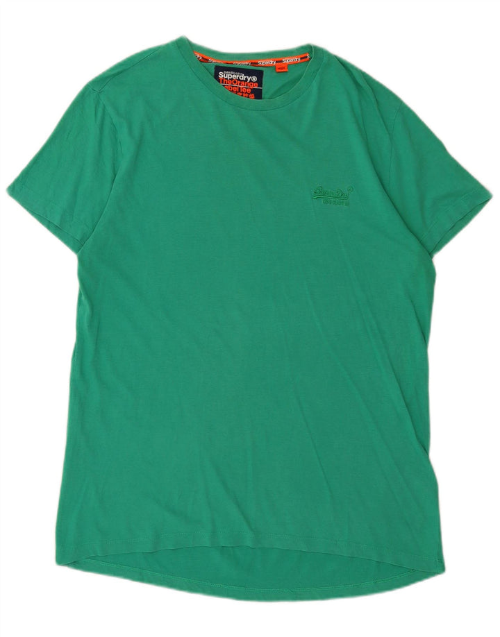 SUPERDRY Herren-T-Shirt-Oberteil, groß, grüne Baumwolle
