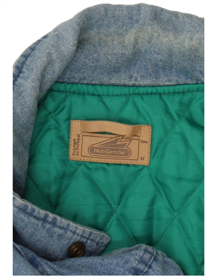 HEIN GERICKE Herren-Jeansjacke, lockere Passform, Militär-Jeansjacke, UK 38, mittelblaue Baumwolle
