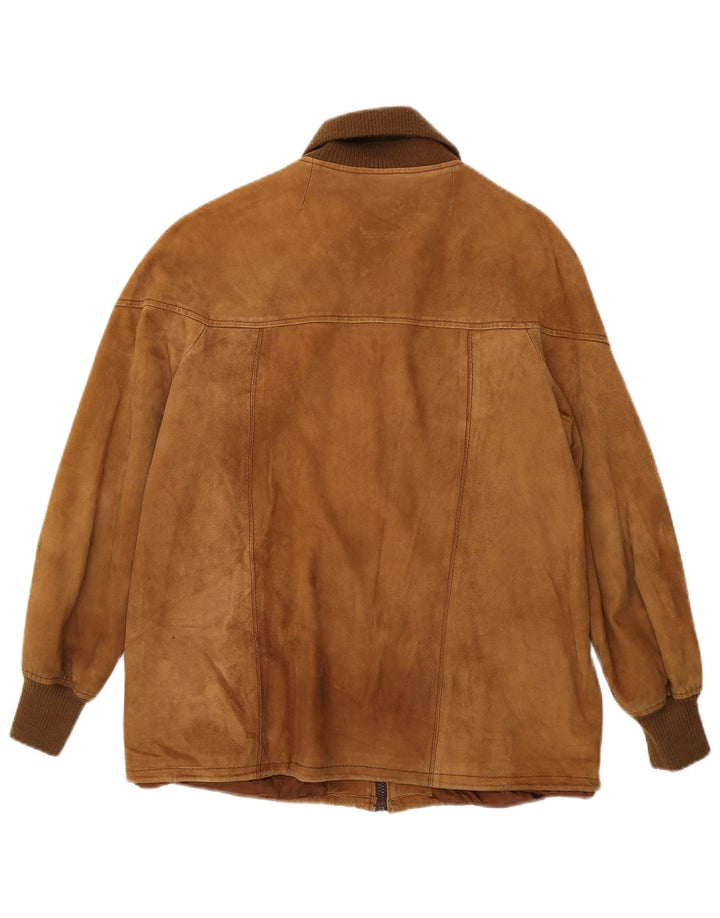 Vintage Damen Wildlederjacke IT 48 XL Braunes Leder