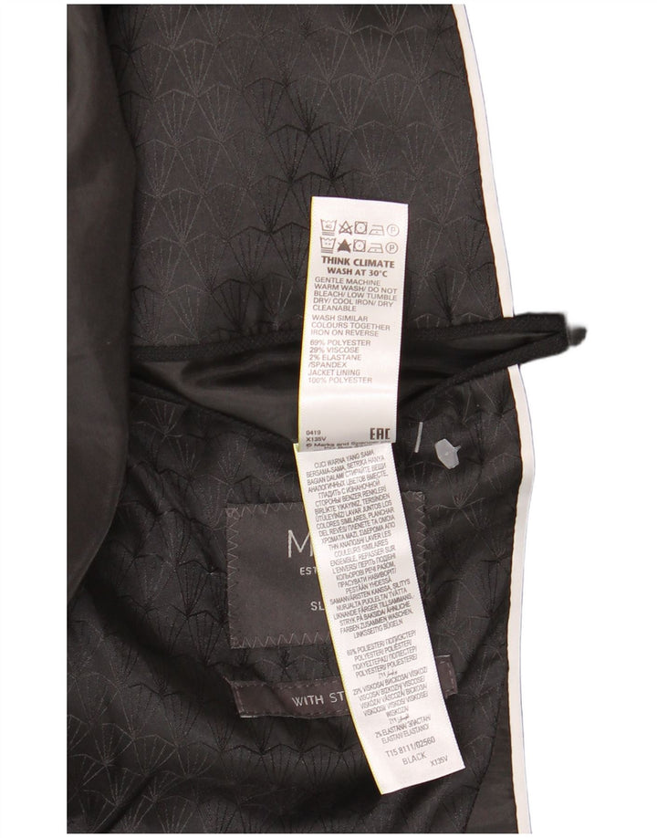 Marks & Spencer Herren-Blazer mit 1 Knopf, UK 42, Größe L, Schwarz, Polyester