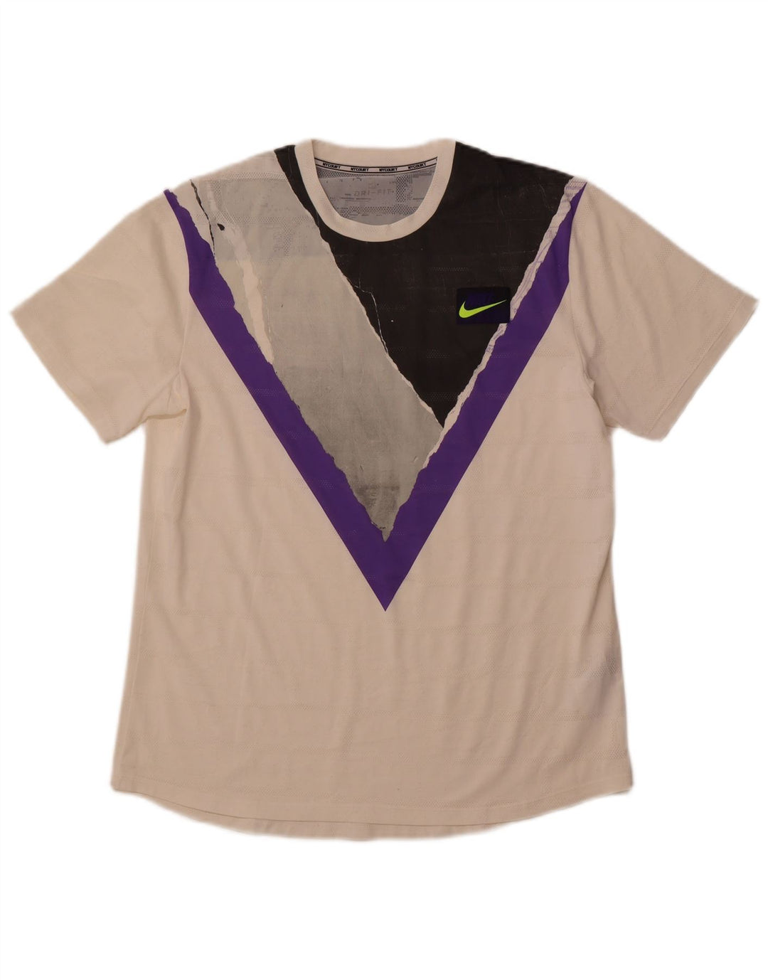 NIKE Herren Dri Fit Grafik-T-Shirt-Oberteil, großes weißes Farbblock-Polyester