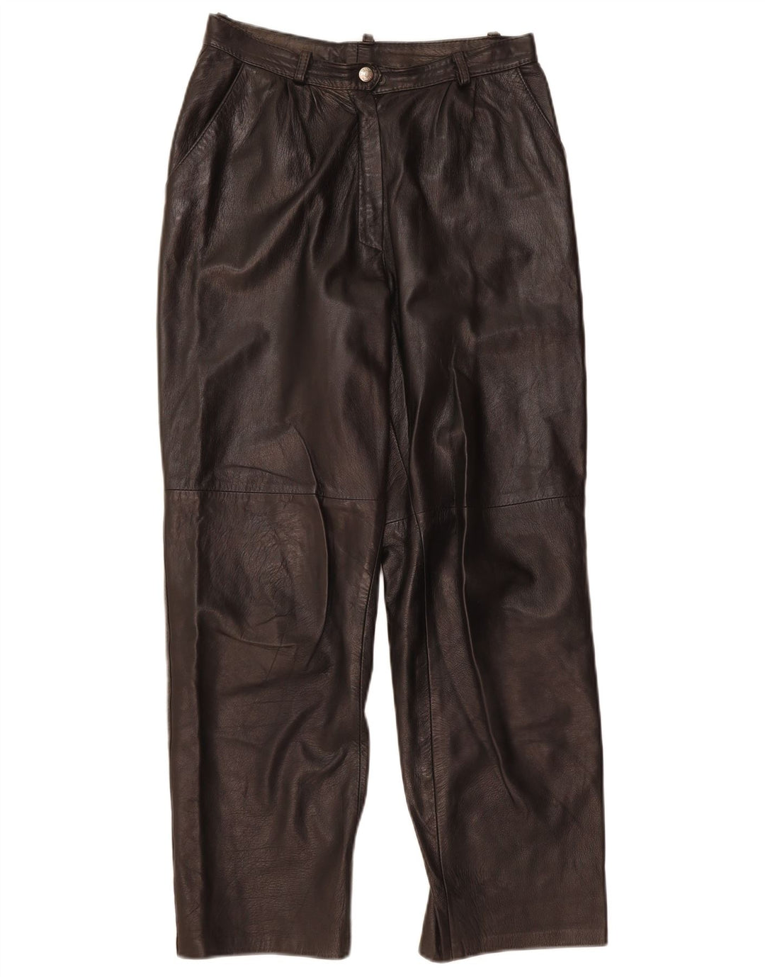VINTAGE Womens Leather Trousers W28 L28 Black
