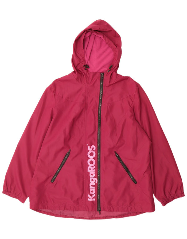Kangaroos Damen-Regenjacke mit grafischer Kapuze, UK 22 3XL, Burgunderrot, Polyester