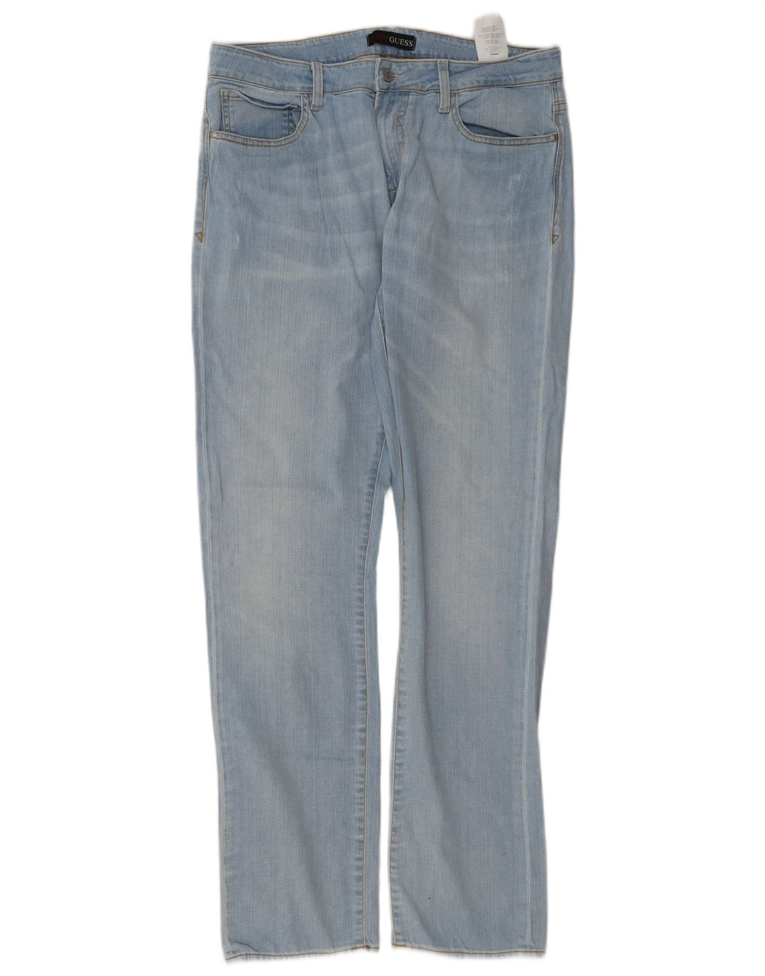 Guess Herren Straight Jeans W34 L34 Blaue Baumwolle