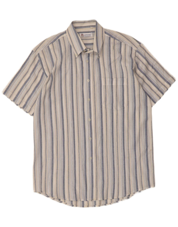 Vintage Herren Kurzarmhemd Größe 16 41 Groß Mehrfarbig gestreift