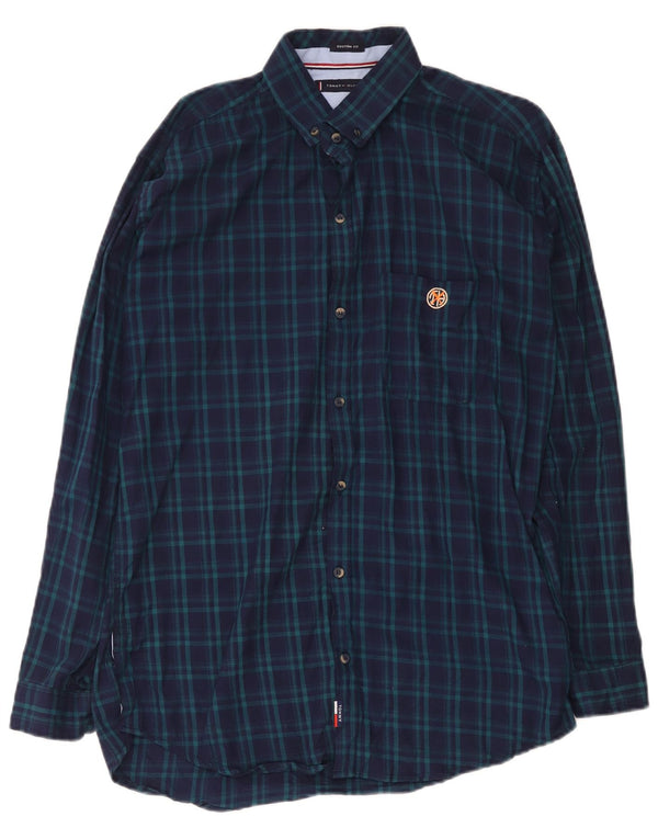 Tommy Hilfiger Herren Custom Fit Hemd XL Marineblau kariert