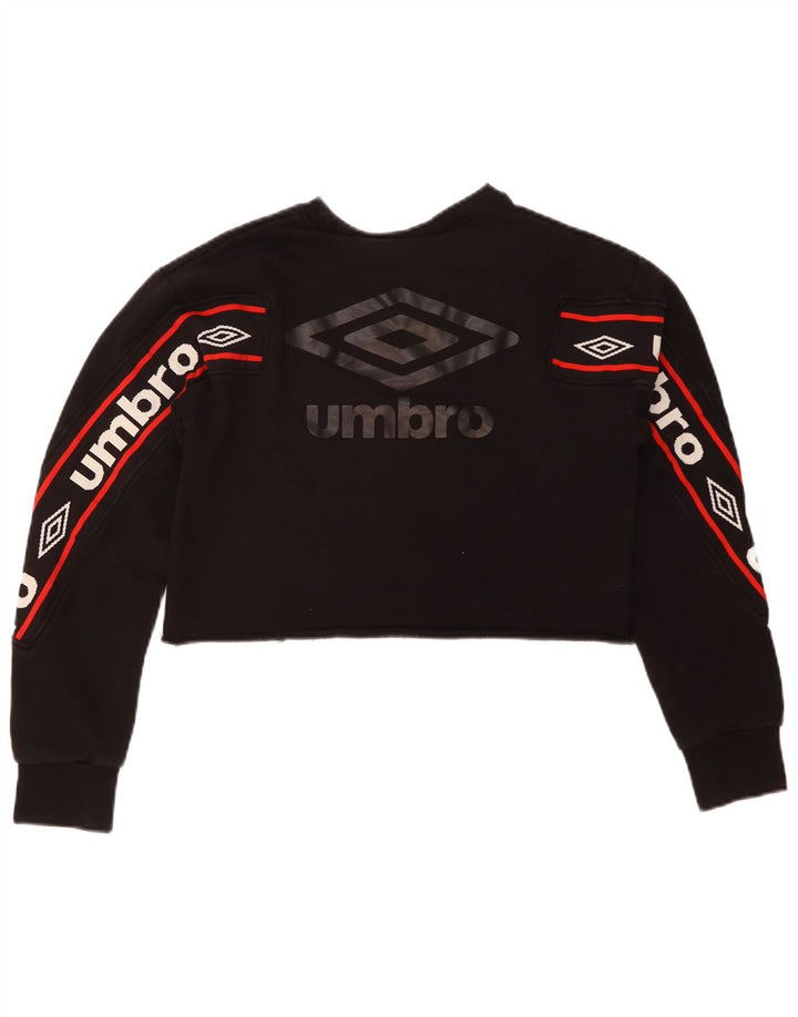 Umbro Damen Crop Graphic Sweatshirt Pullover UK 14 Medium Schwarz