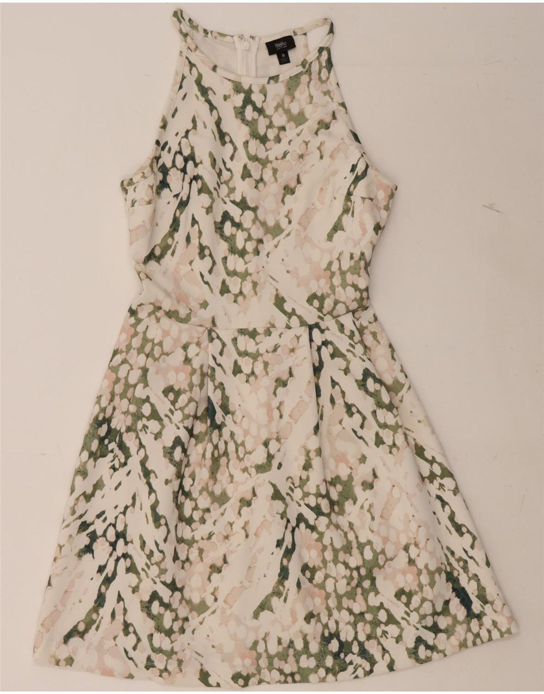 MOSSIMO Womens Halter Dress UK 10 Small White Flecked Polyester Vintage Mossimo and Second-Hand Mossimo from Messina Hembry 